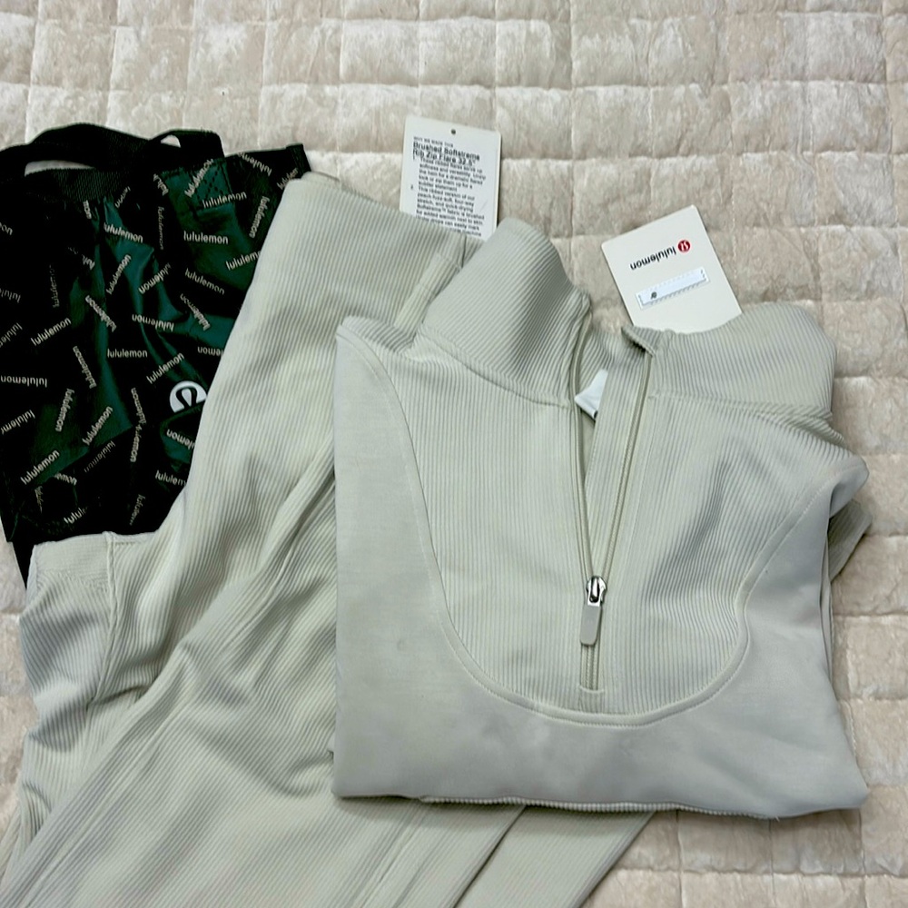 Lululemon brushed softstreme half zip and flares